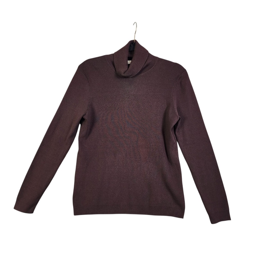 Chicos Womens Brown Silk Blend‎ Turtleneck Sweater Size Medium Long Sleeve Knit